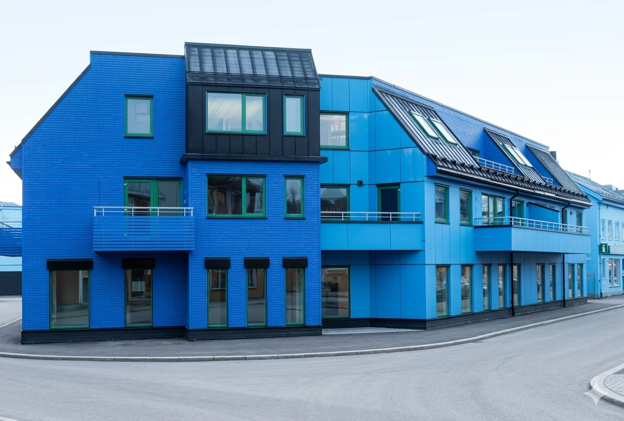 Houten appartementsgebouw in Noorwegen